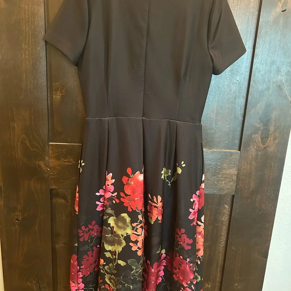 Donna Ricco Black and Red A-Line Midi Dress - Picture 2 of 4